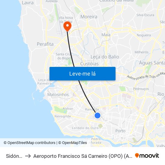 Sidónio Pais to Aeroporto Francisco Sá Carneiro (OPO) (Aeroporto Francisco Sá Carneiro) map