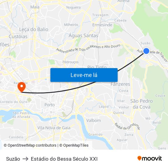 Suzão to Estádio do Bessa Século XXI map
