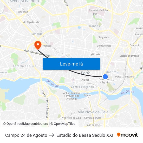 Campo 24 de Agosto to Estádio do Bessa Século XXI map