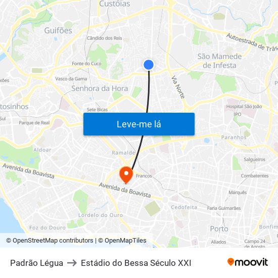 Padrão Légua to Estádio do Bessa Século XXI map