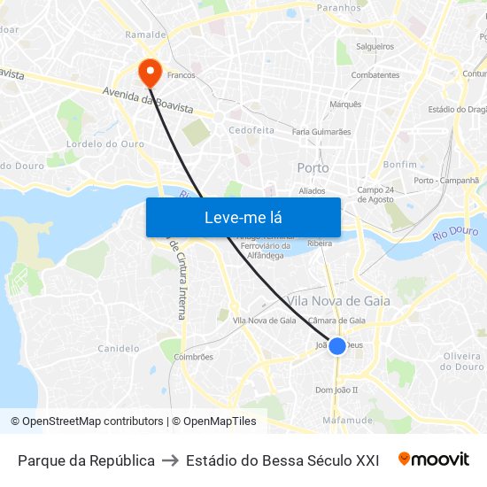 Parque da República to Estádio do Bessa Século XXI map