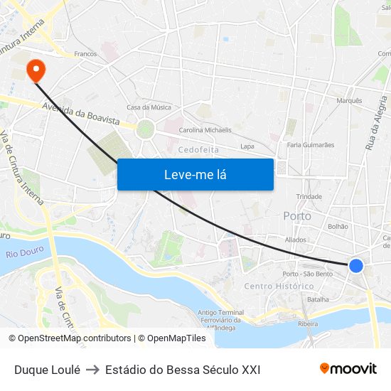 Duque Loulé to Estádio do Bessa Século XXI map