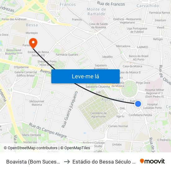 Boavista (Bom Sucesso) to Estádio do Bessa Século XXI map
