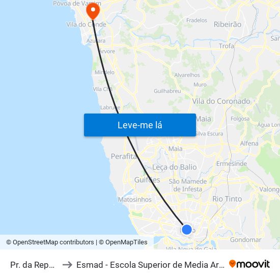 Pr. da República to Esmad - Escola Superior de Media Artes e Design map