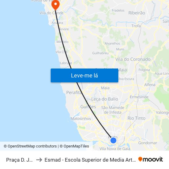 Praça D. João I to Esmad - Escola Superior de Media Artes e Design map