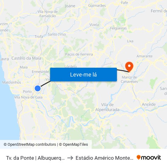 Tv. da Ponte | Albuquerque to Estádio Américo Monteiro map