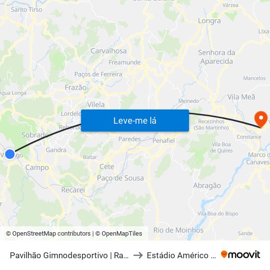 Pavilhão Gimnodesportivo | Ramalho Ortigão to Estádio Américo Monteiro map