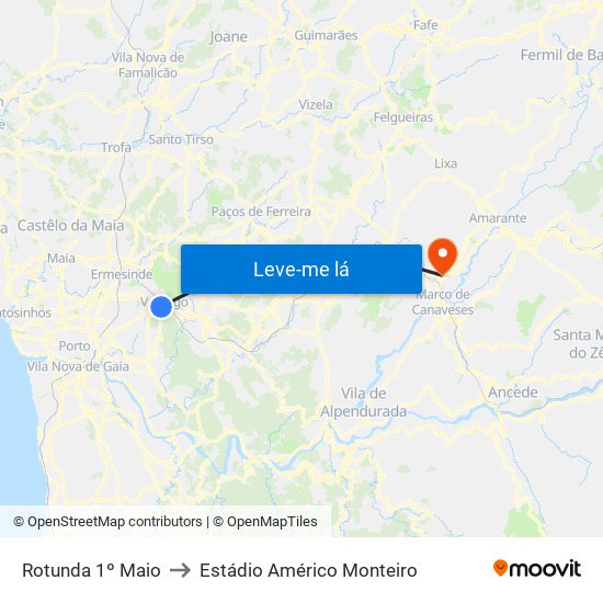 Rotunda 1º Maio to Estádio Américo Monteiro map