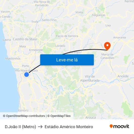 D.João II (Metro) to Estádio Américo Monteiro map