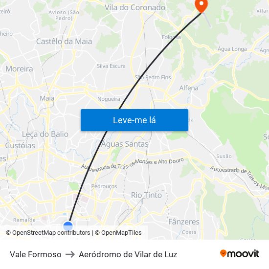 Vale Formoso to Aeródromo de Vilar de Luz map