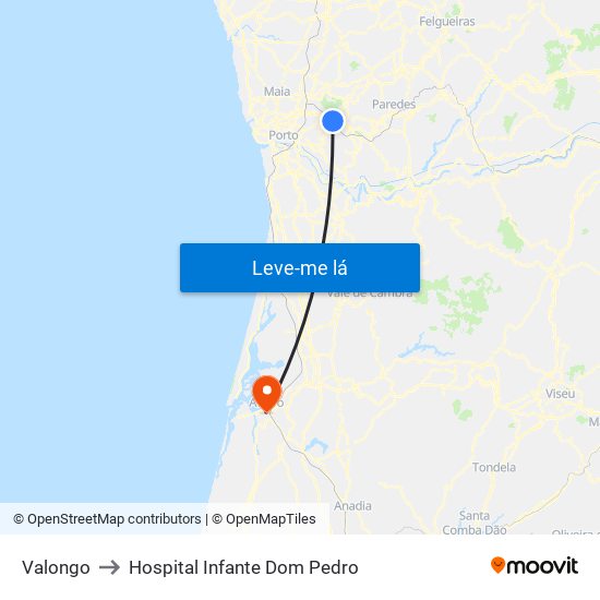 Valongo to Hospital Infante Dom Pedro map