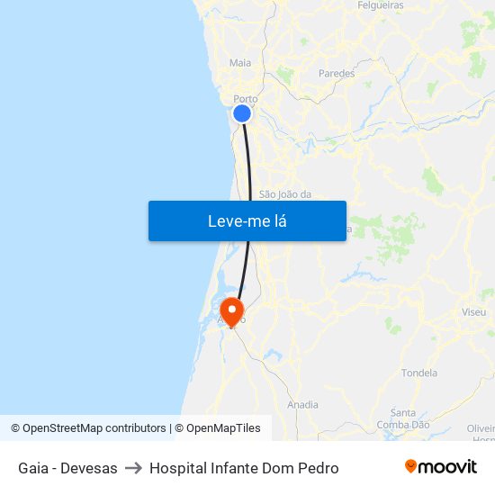 Gaia - Devesas to Hospital Infante Dom Pedro map