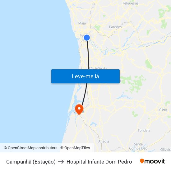 Campanhã (Estação) to Hospital Infante Dom Pedro map