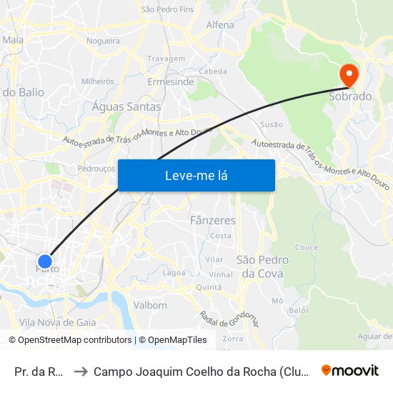 Pr. da República to Campo Joaquim Coelho da Rocha (Clube Desportivo de Sobrado) map