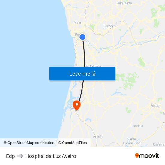 Edp to Hospital da Luz Aveiro map