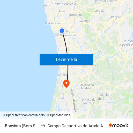 Boavista (Bom Sucesso) to Campo Desportivo do Arada Atlético Clube map