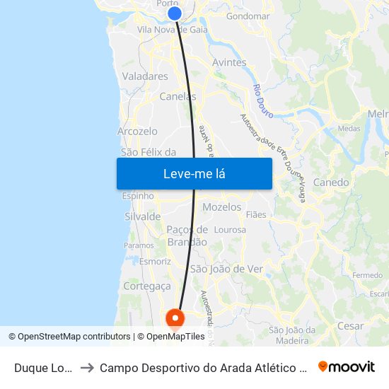 Duque Loulé to Campo Desportivo do Arada Atlético Clube map