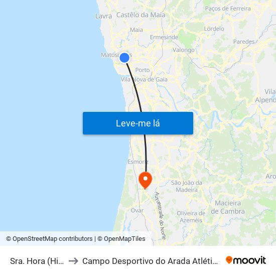 Sra. Hora (Hiper) to Campo Desportivo do Arada Atlético Clube map