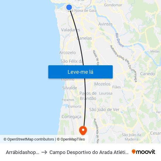 Arrábidashopping to Campo Desportivo do Arada Atlético Clube map