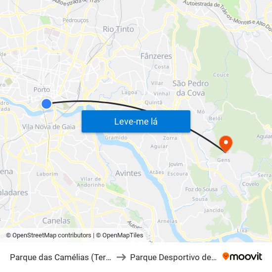 Parque das Camélias (Terminal) to Parque Desportivo de Gens map