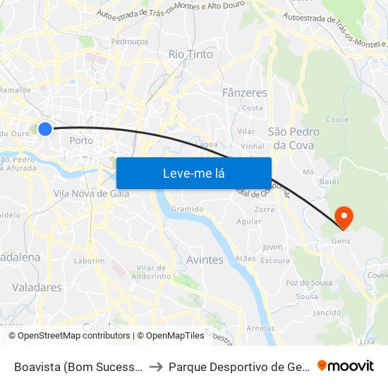Boavista (Bom Sucesso) to Parque Desportivo de Gens map
