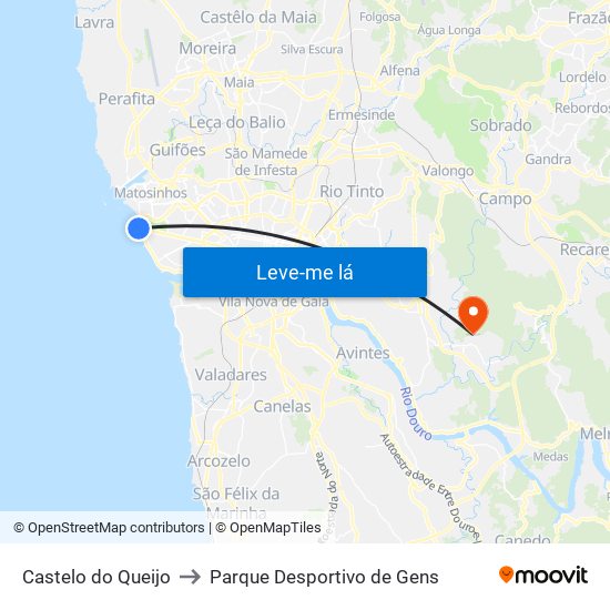 Castelo do Queijo to Parque Desportivo de Gens map
