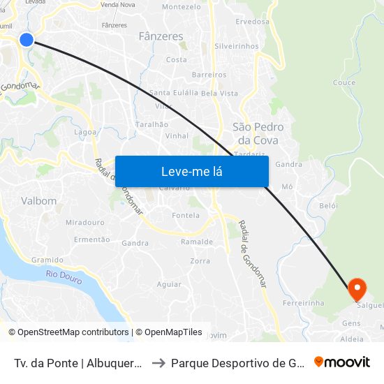Tv. da Ponte | Albuquerque to Parque Desportivo de Gens map