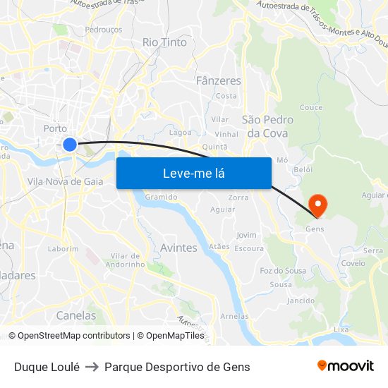 Duque Loulé to Parque Desportivo de Gens map