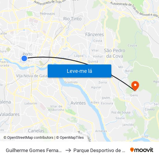 Guilherme Gomes Fernandes to Parque Desportivo de Gens map