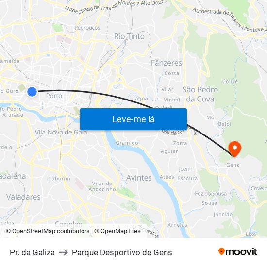 Pr. da Galiza to Parque Desportivo de Gens map