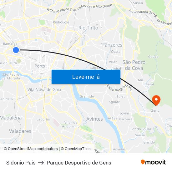 Sidónio Pais to Parque Desportivo de Gens map