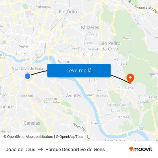 João de Deus to Parque Desportivo de Gens map