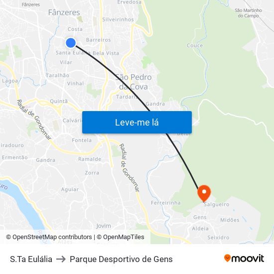 S.Ta Eulália to Parque Desportivo de Gens map