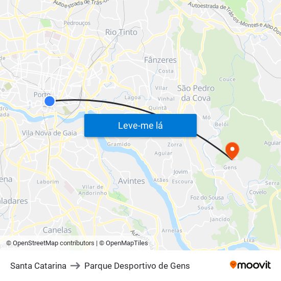 Santa Catarina to Parque Desportivo de Gens map