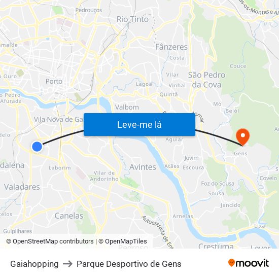 Gaiahopping to Parque Desportivo de Gens map
