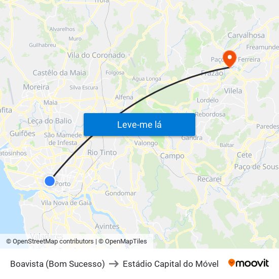 Boavista (Bom Sucesso) to Estádio Capital do Móvel map