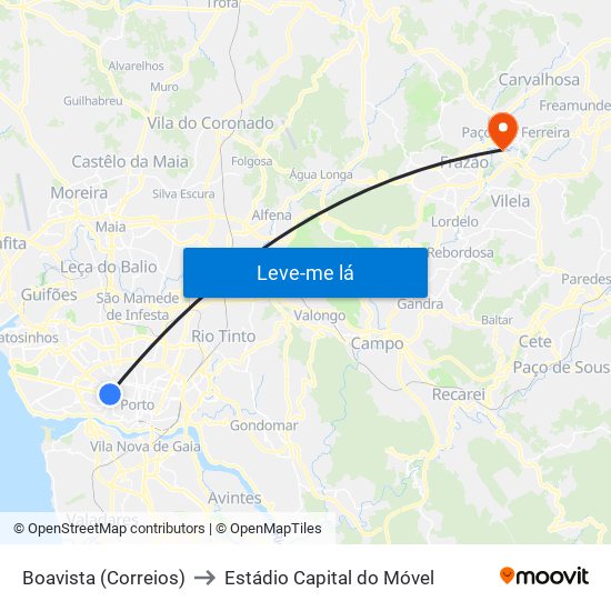 Boavista (Correios) to Estádio Capital do Móvel map