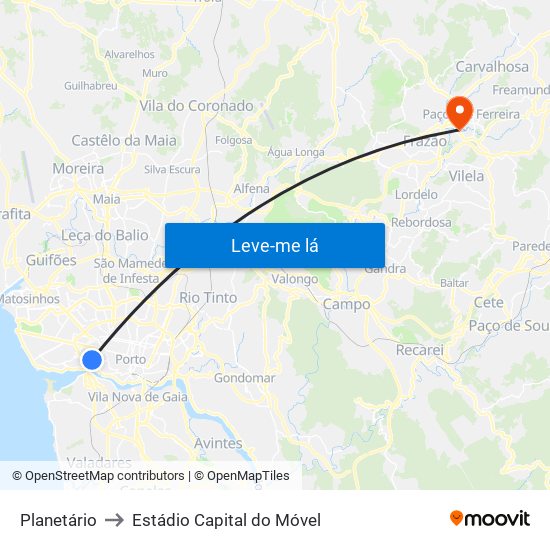 Planetário to Estádio Capital do Móvel map