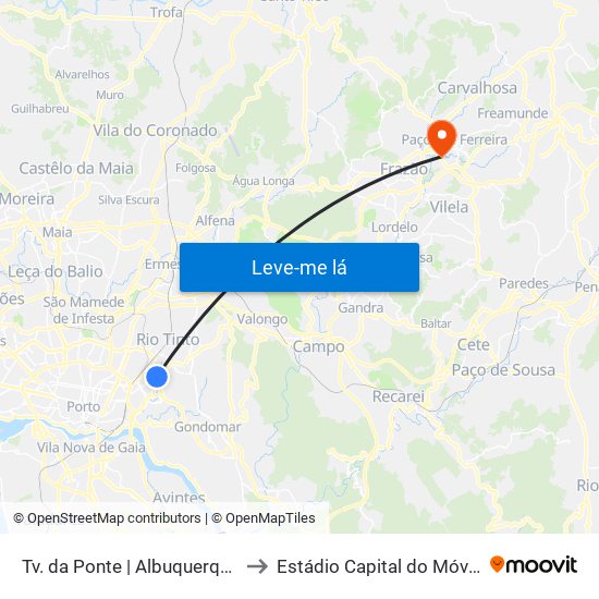 Tv. da Ponte | Albuquerque to Estádio Capital do Móvel map