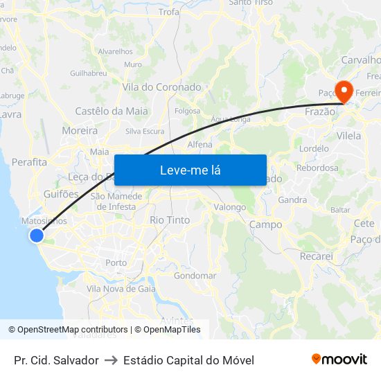 Pr. Cid. Salvador to Estádio Capital do Móvel map