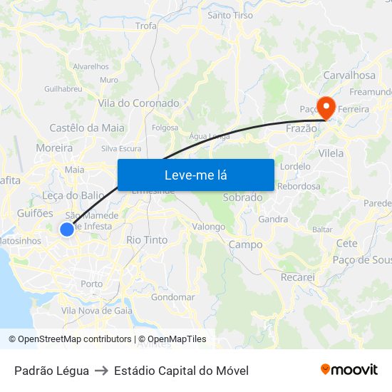 Padrão Légua to Estádio Capital do Móvel map