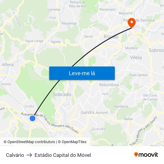 Calvário to Estádio Capital do Móvel map