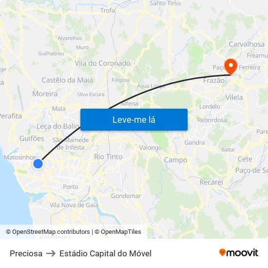 Preciosa to Estádio Capital do Móvel map