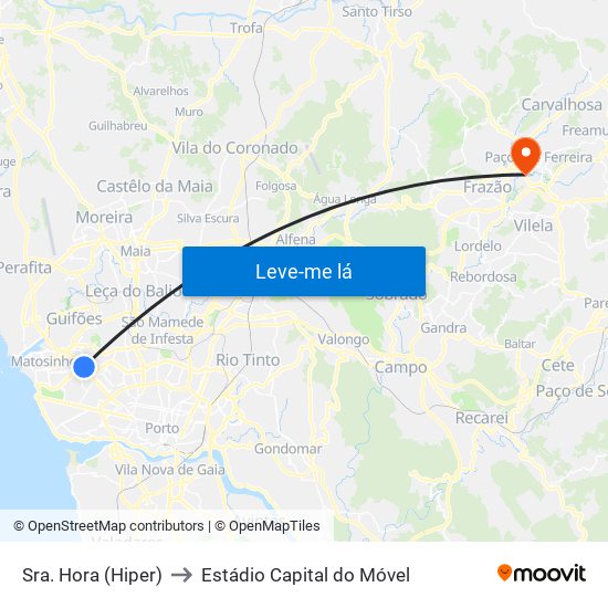 Sra. Hora (Hiper) to Estádio Capital do Móvel map