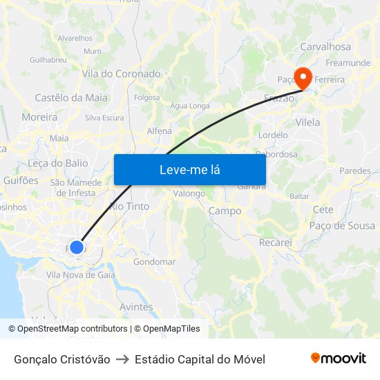 Gonçalo Cristóvão to Estádio Capital do Móvel map