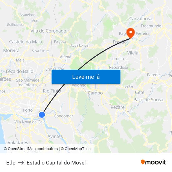 Edp to Estádio Capital do Móvel map