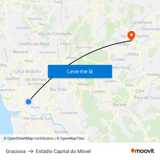 Graciosa to Estádio Capital do Móvel map