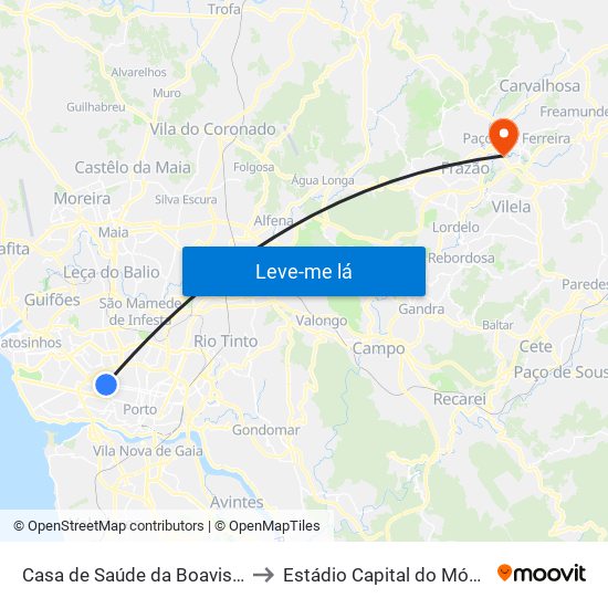 Casa de Saúde da Boavista to Estádio Capital do Móvel map