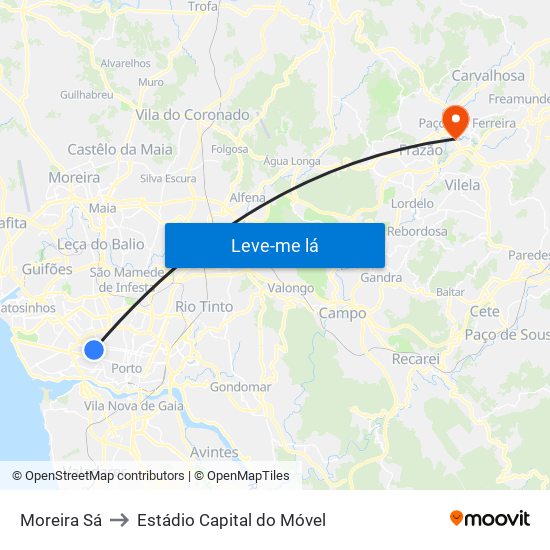 Moreira Sá to Estádio Capital do Móvel map