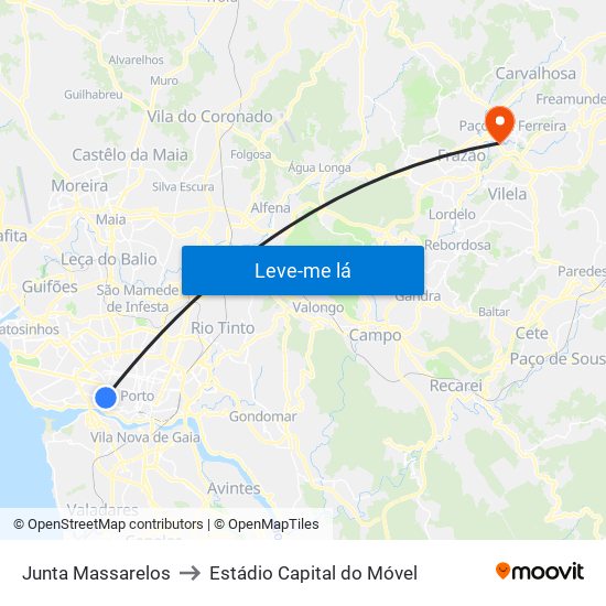 Junta Massarelos to Estádio Capital do Móvel map